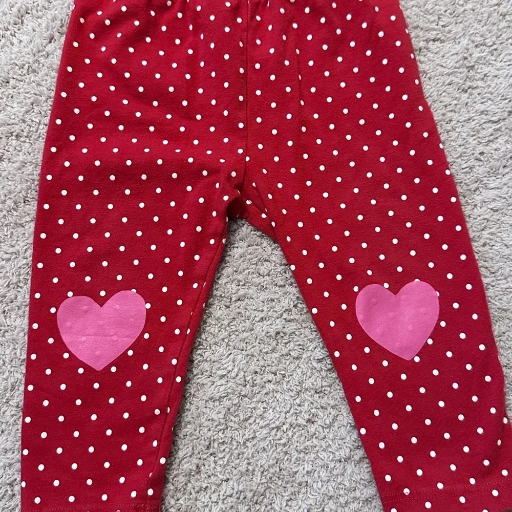 Baby Gap 3 Piece Outfit Set 9-12M Heart Leggings & Bodysuits